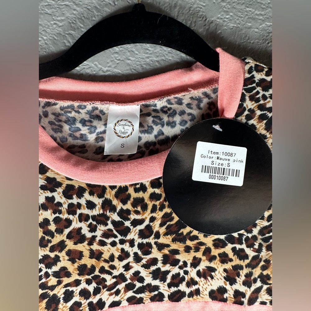 Sunshine and Rodeos Pink and Cheetah Long Sleeve Womens Blouse